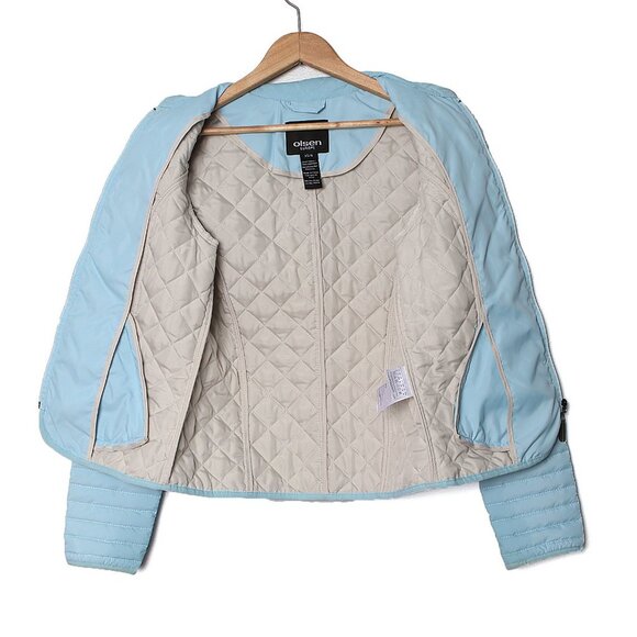 Olsen Europe Quilted Jacket Lightweight Full Zip Spring Coat Light Blue - Picture 4 of 10